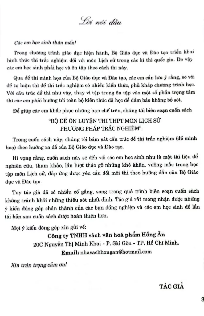 BỘ ĐỀ ÔN LUYỆN THI TỐT NGHIỆP THPT MÔN LỊCH SỬ (Phương pháp trắc nghiệm)